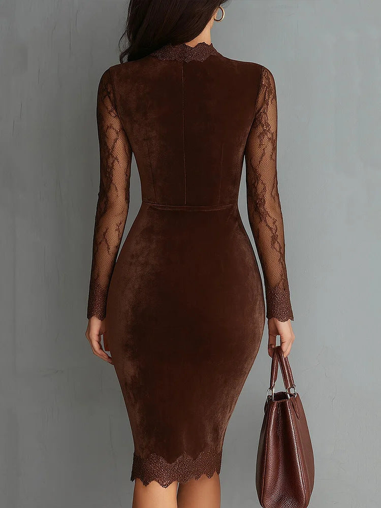 Velora Lace Velvet Dress