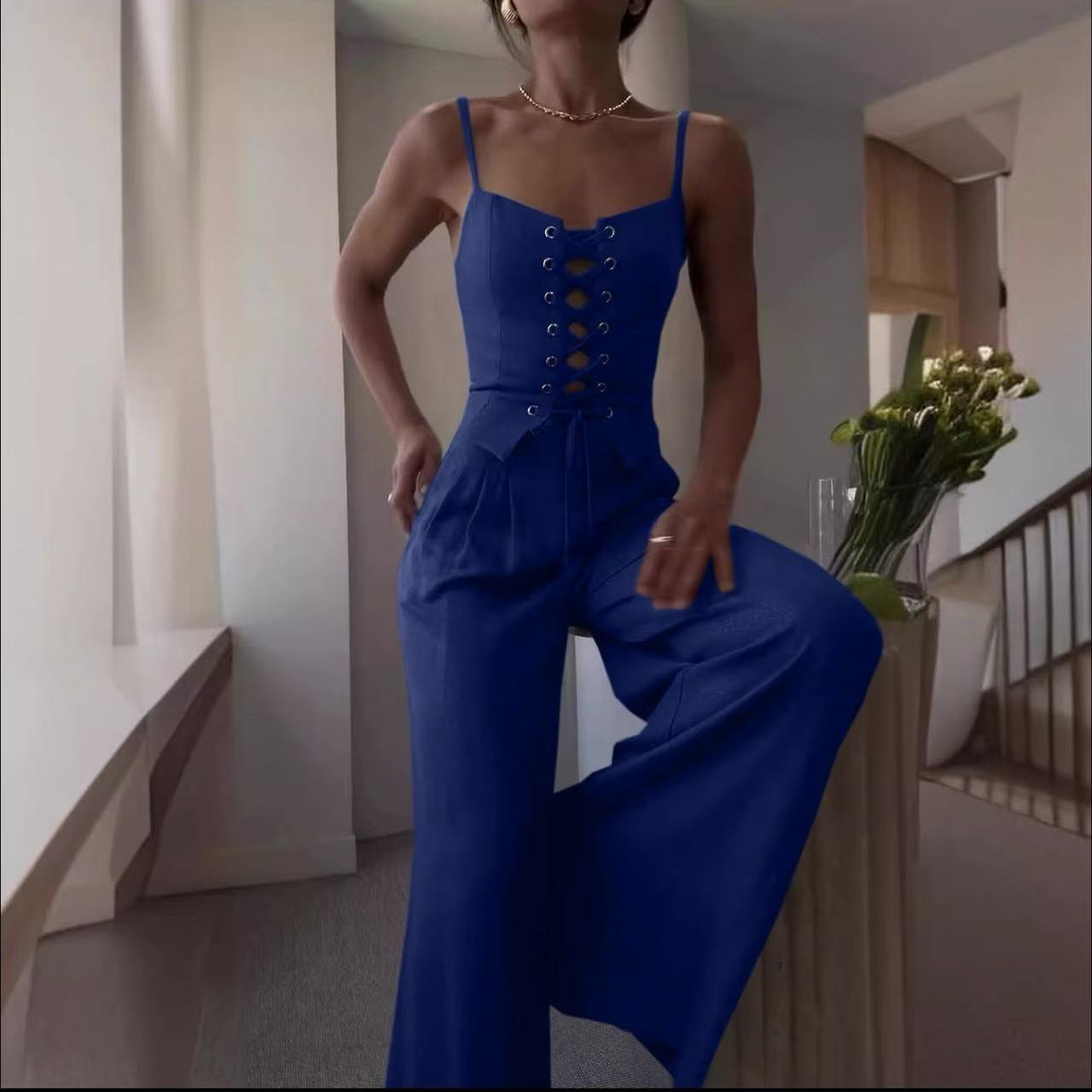 Valora Lace-Up Midi Dress