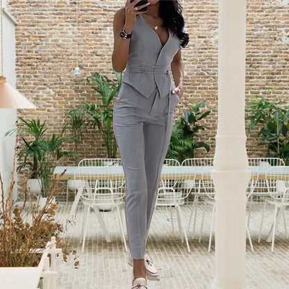 Elegant Slim-Waist Vest & Pencil Pants Set