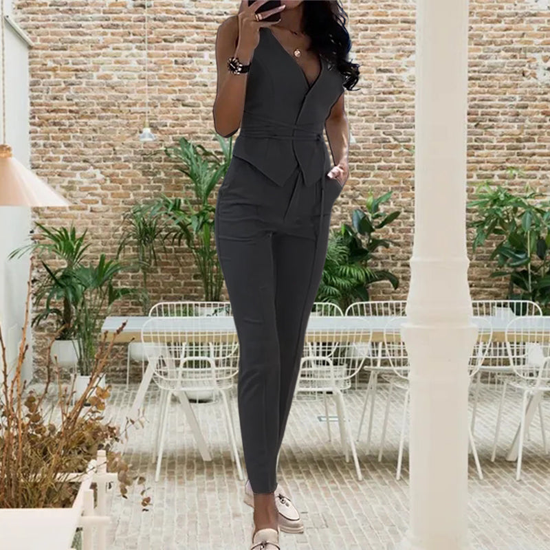 Elegant Slim-Waist Vest & Pencil Pants Set