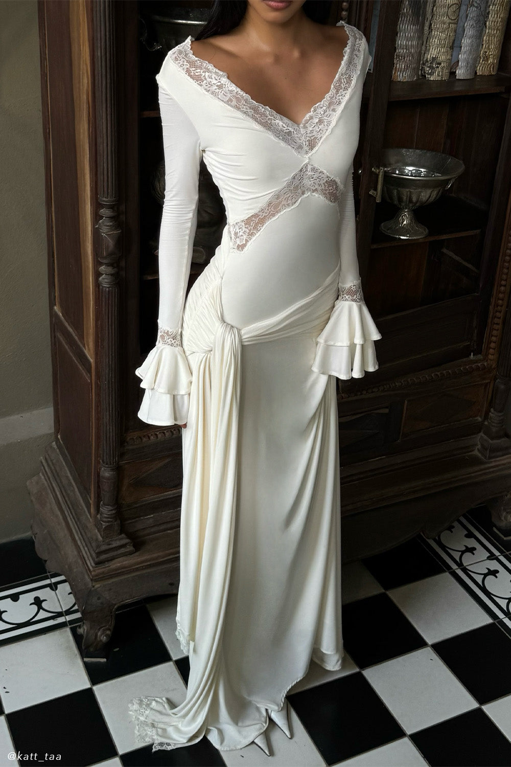 Electra Lace Satin Maxi Dress