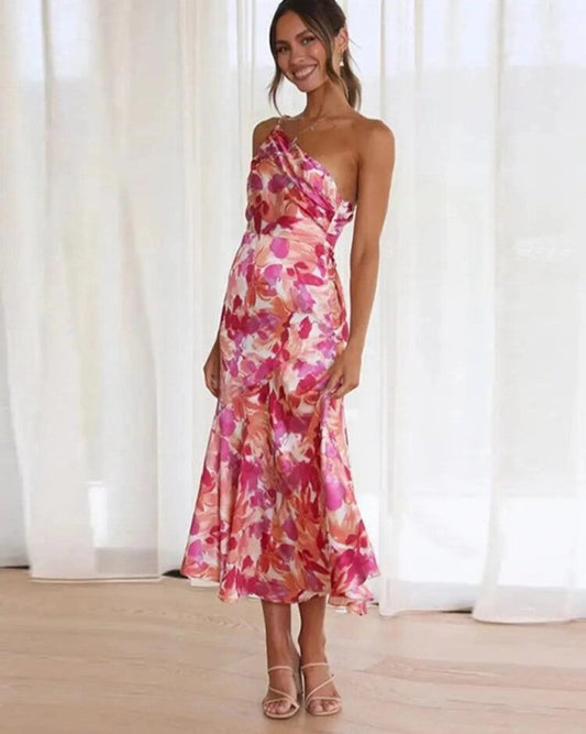 Asymmetrical Floral Maxi Dress for Women
