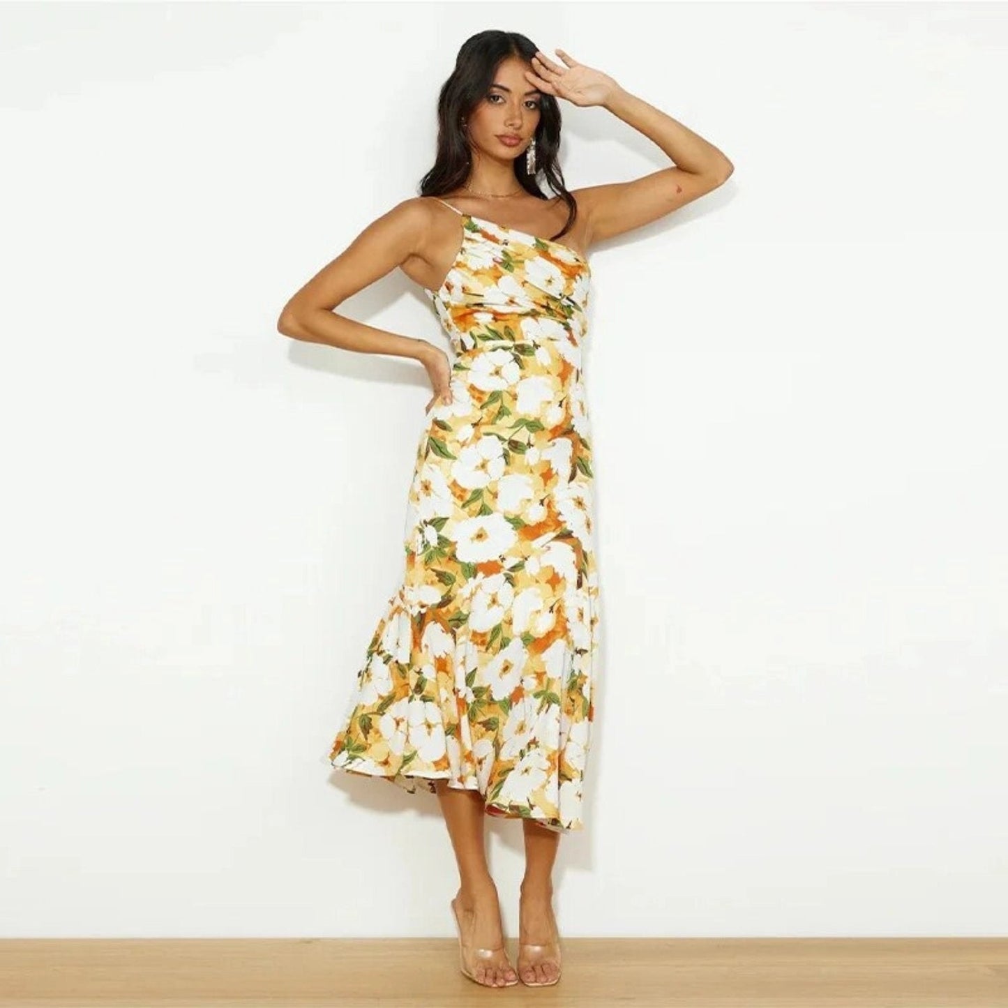 Asymmetrical Floral Maxi Dress for Women