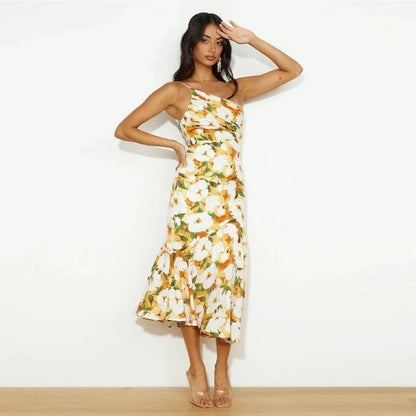 Asymmetrical Floral Maxi Dress for Women