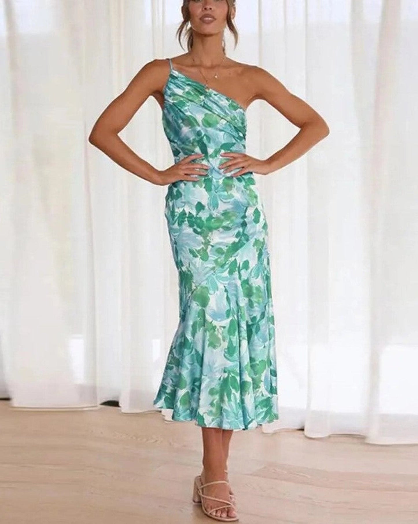 Asymmetrical Floral Maxi Dress for Women
