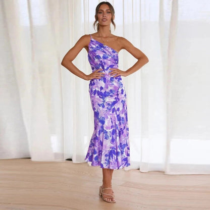Asymmetrical Floral Maxi Dress for Women