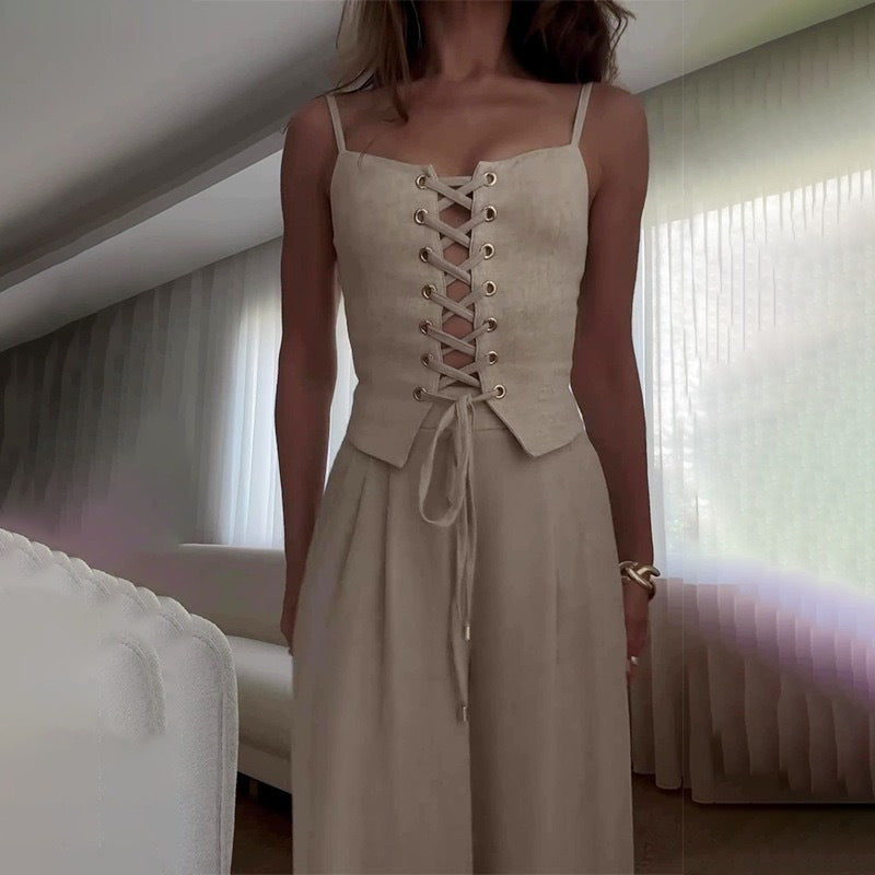 Valora Lace-Up Midi Dress