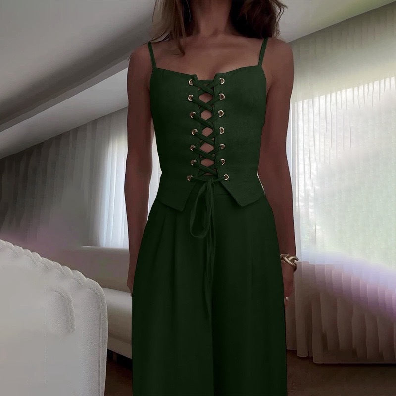 Valora Lace-Up Midi Dress