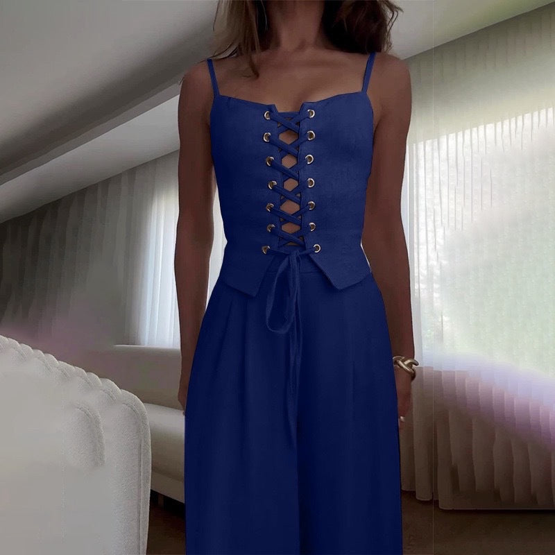 Valora Lace-Up Midi Dress