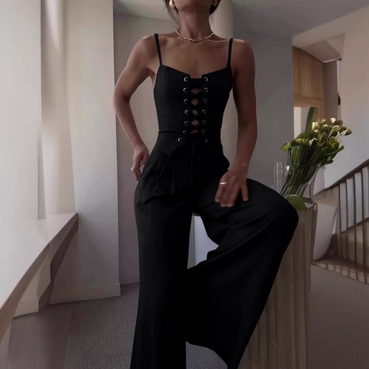 Valora Lace-Up Midi Dress