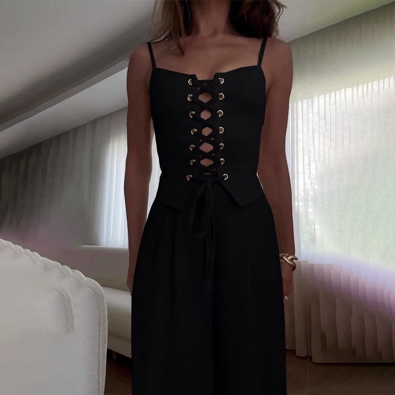 Valora Lace-Up Midi Dress