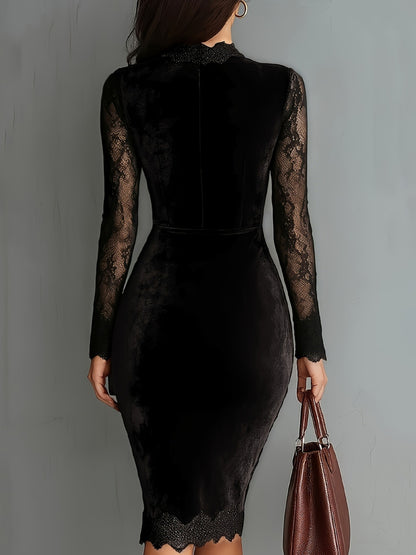 Velora Lace Velvet Dress
