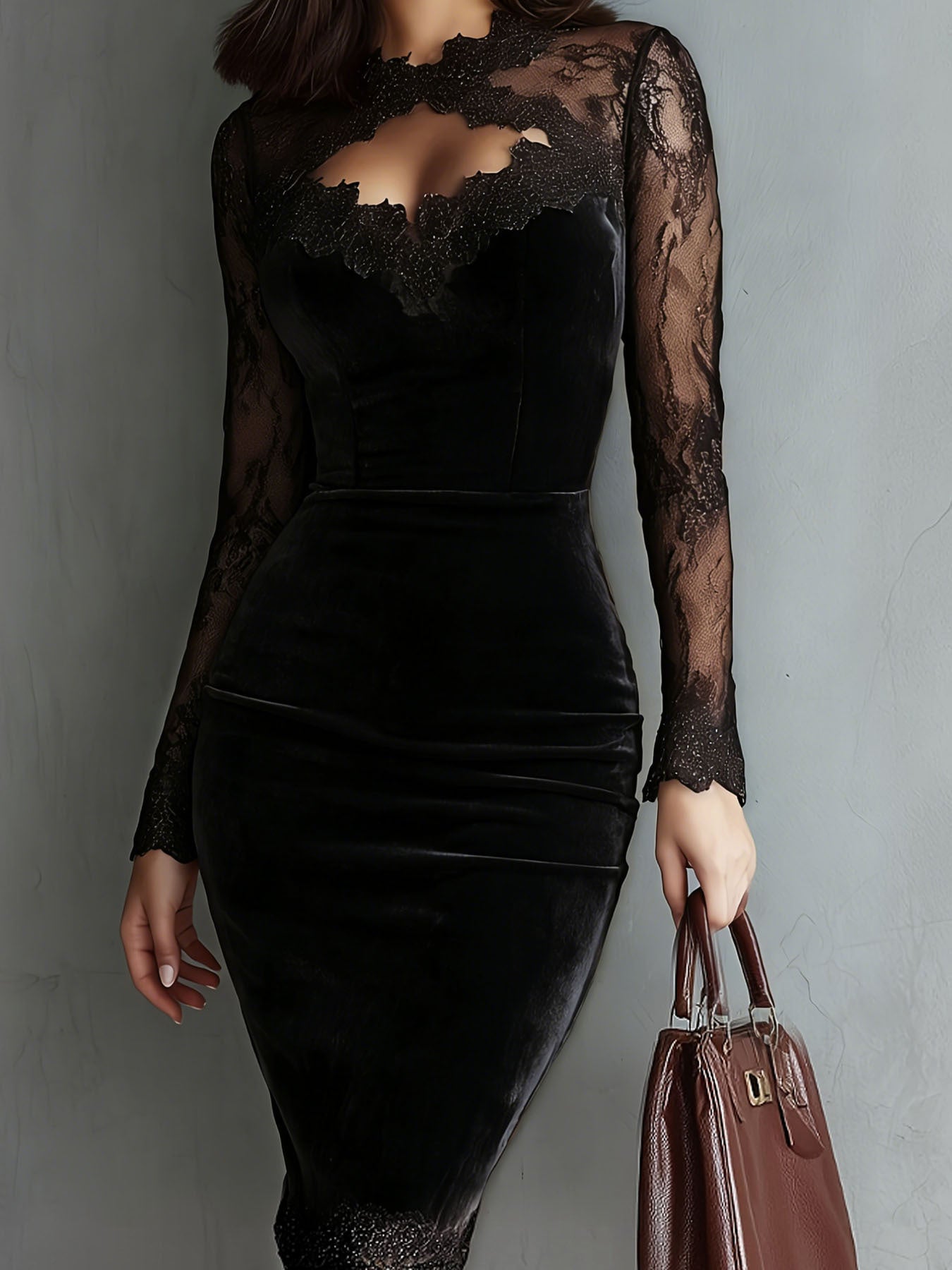 Velora Lace Velvet Dress