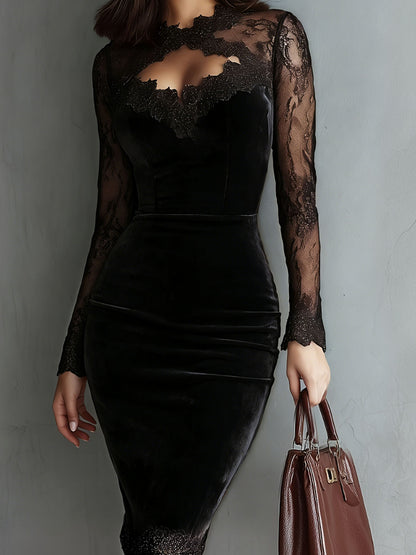 Velora Lace Velvet Dress